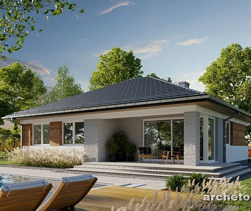 Miniatiūra 1 – Vieno aukšto namo projektas 99 m², 3 Miegamieji — 65680R