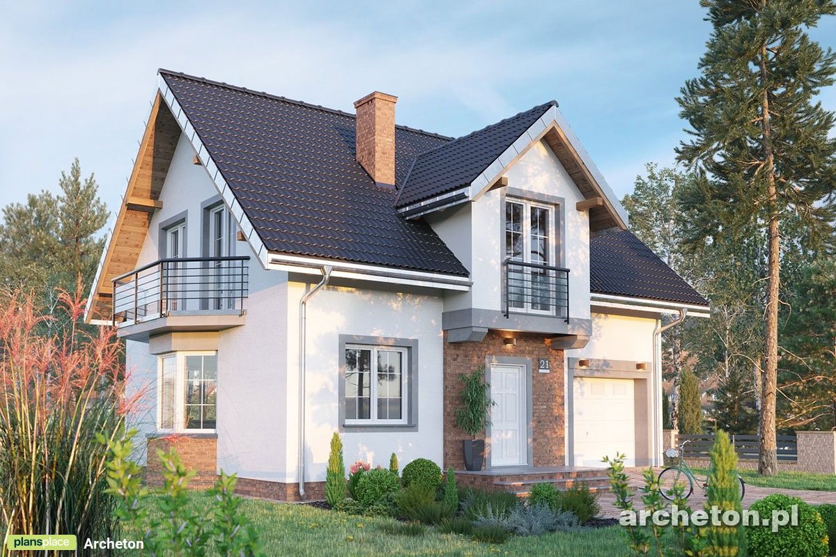 European 2-Story House Plan with 2 Balconies and 3 Bedrooms