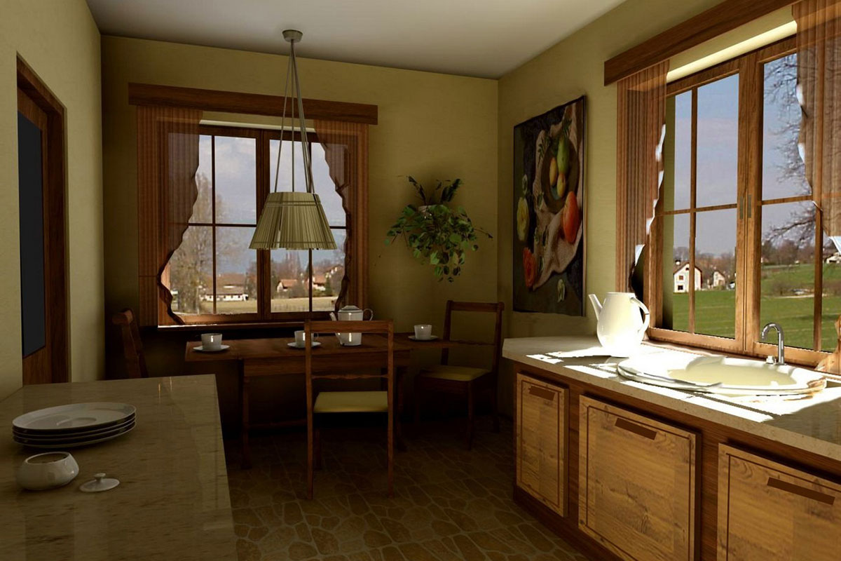 Traditional House Plan with Gambrel Roof and 1-Car Garage