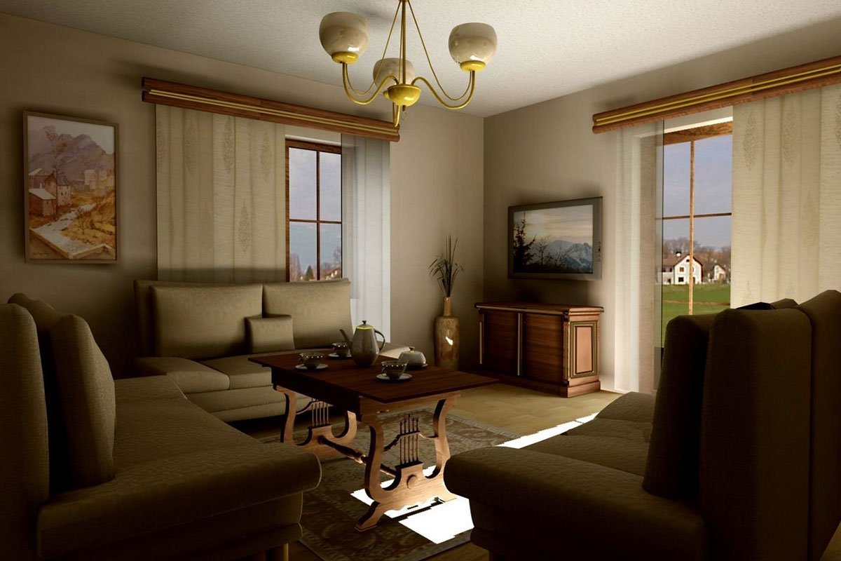 Traditional House Plan with Gambrel Roof and 1-Car Garage