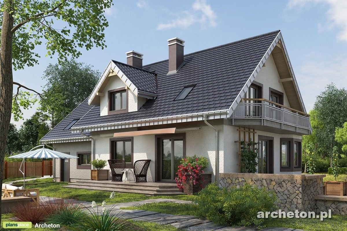 Namo projektas su mansarda 230 m²: 5 Miegamieji, 3 Vonios, Garažas