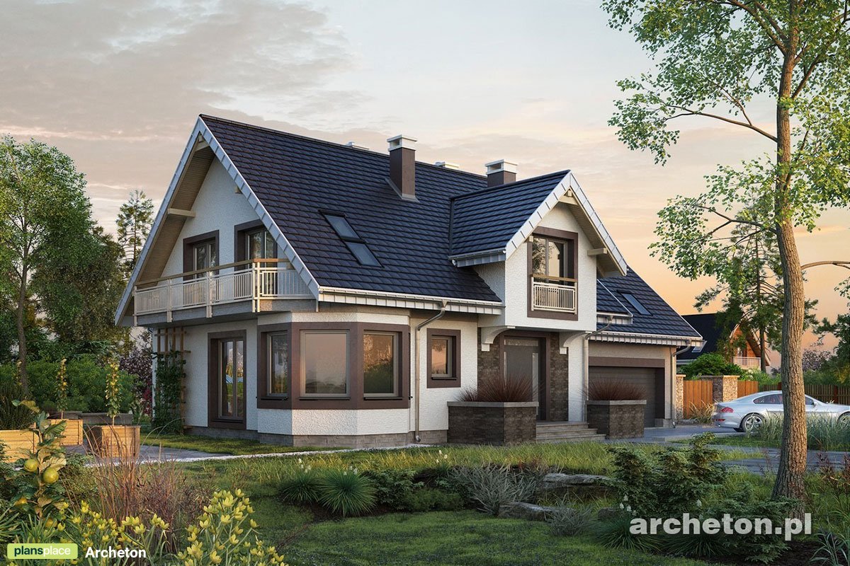 Namo projektas su mansarda 230 m²: 5 Miegamieji, 3 Vonios, Garažas