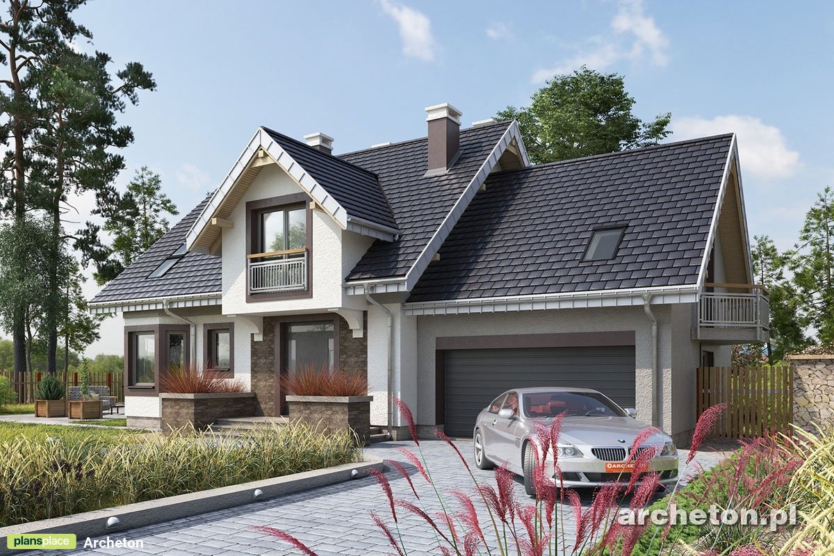 Namo projektas su mansarda 230 m²: 5 Miegamieji, 3 Vonios, Garažas