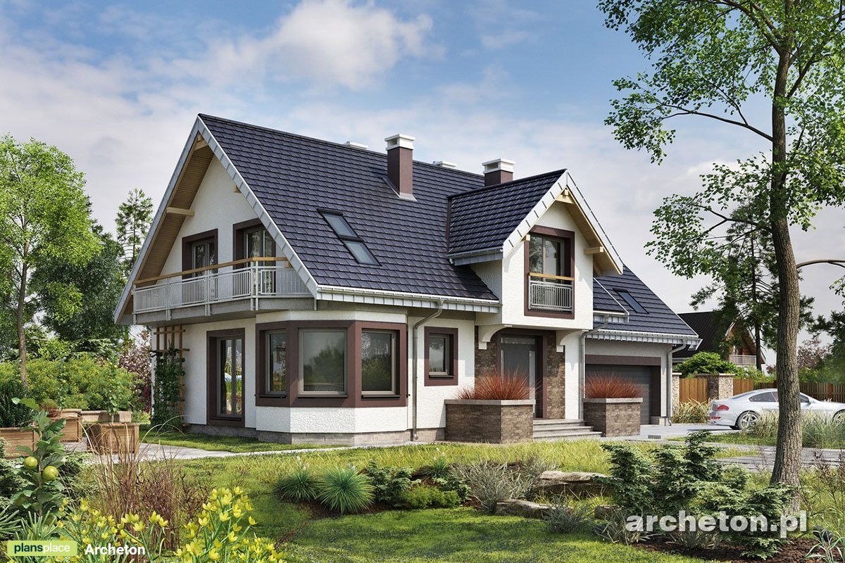 Namo projektas su mansarda 230 m²: 5 Miegamieji, 3 Vonios, Garažas