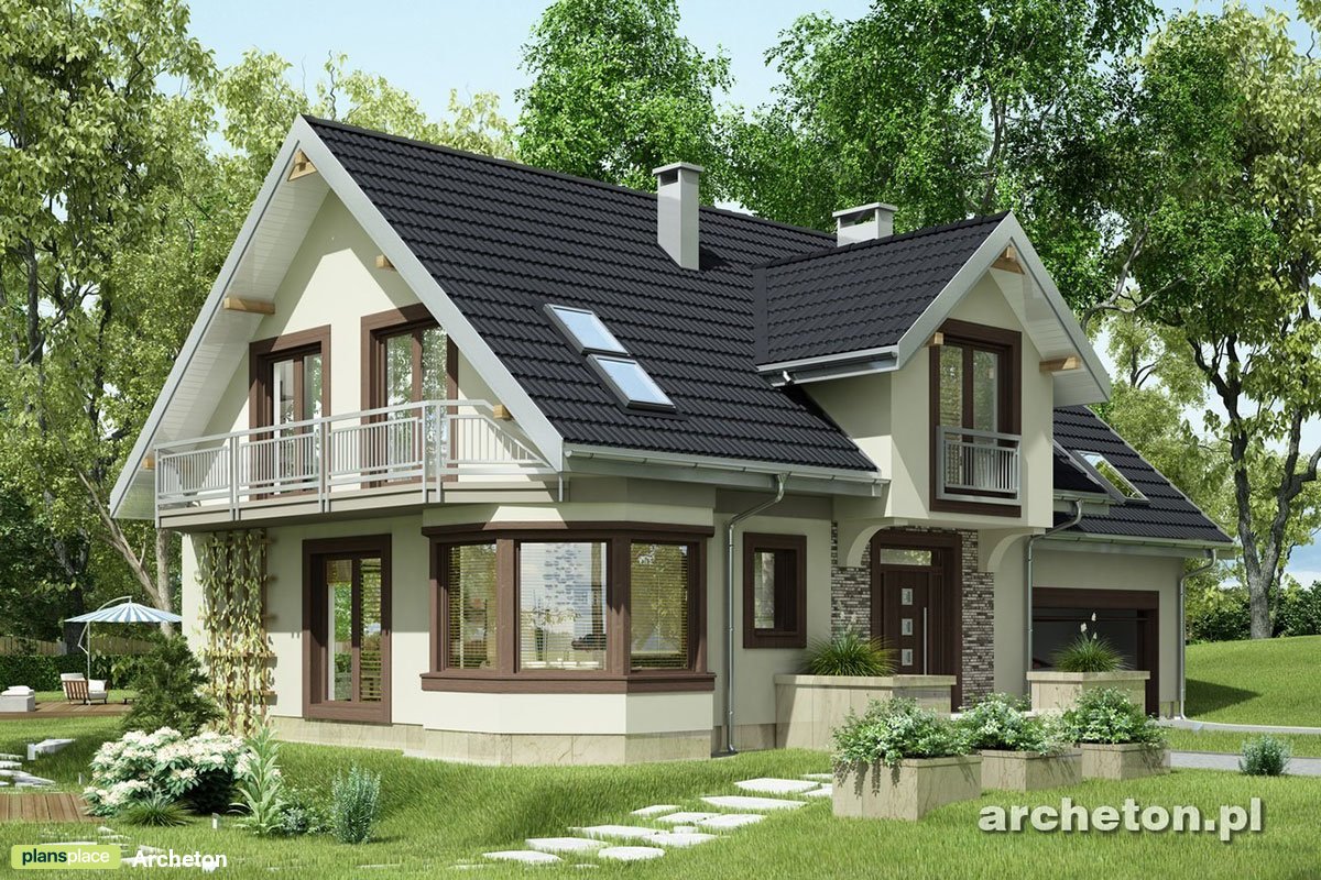 Namo projektas su mansarda 230 m²: 5 Miegamieji, 3 Vonios, Garažas