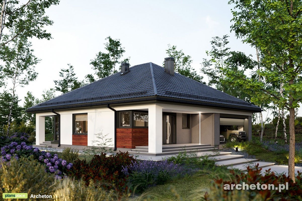 Vieno aukšto namo projektas 138 m²: 3 Miegamieji, Darbo kambarys, 2 Vonios, Atvira virtuvė, Garažas