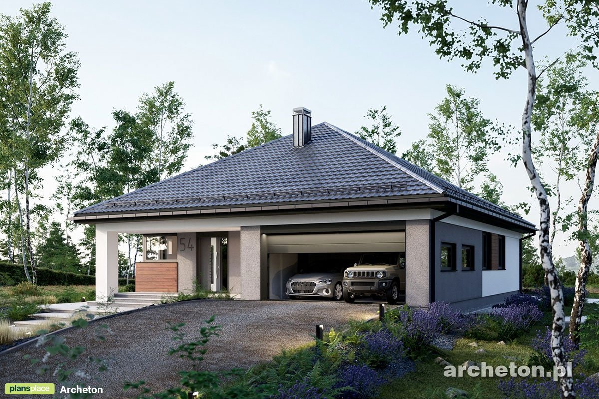 Vieno aukšto namo projektas 138 m²: 3 Miegamieji, Darbo kambarys, 2 Vonios, Atvira virtuvė, Garažas