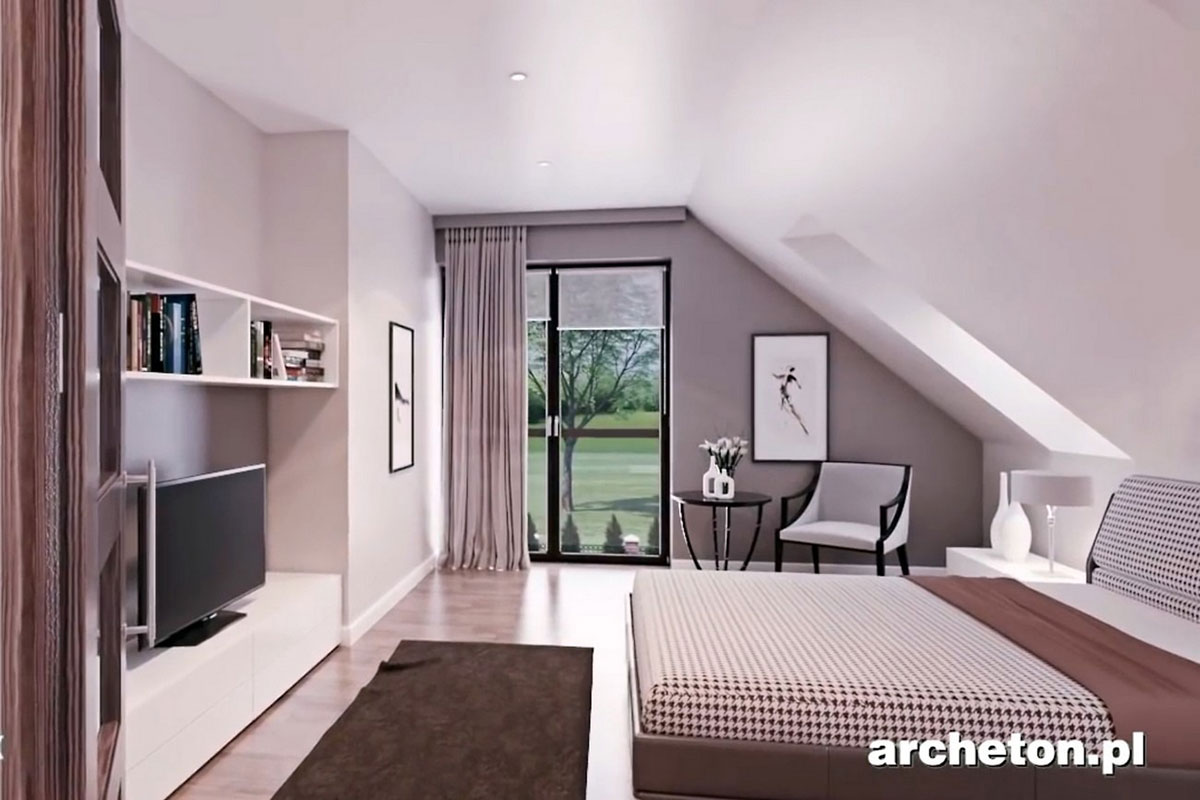 L-Shaped House Plan with Fireplace and Master Bedroom Upstairs