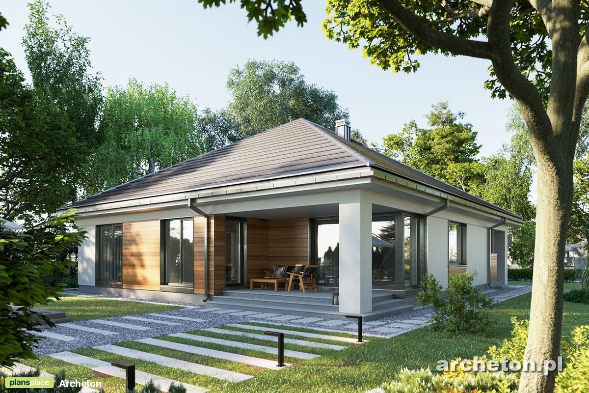 Vieno aukšto namo projektas 149 m²: 3 Miegamieji, Darbo kambarys, 2 Vonios, Atvira virtuvė, Garažas