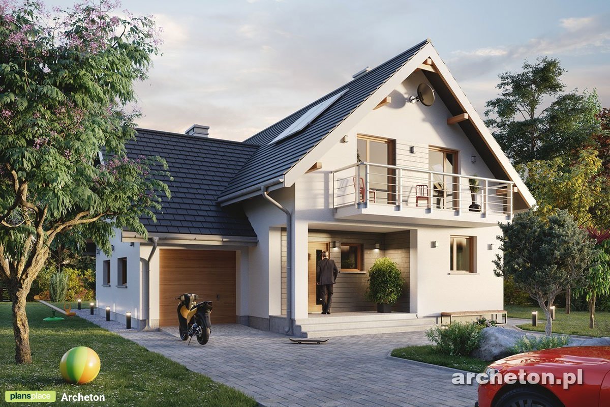Namo projektas su mansarda + rūsiu 255 m²: 4 Miegamieji, 2 Vonios, Atvira virtuvė, Garažas