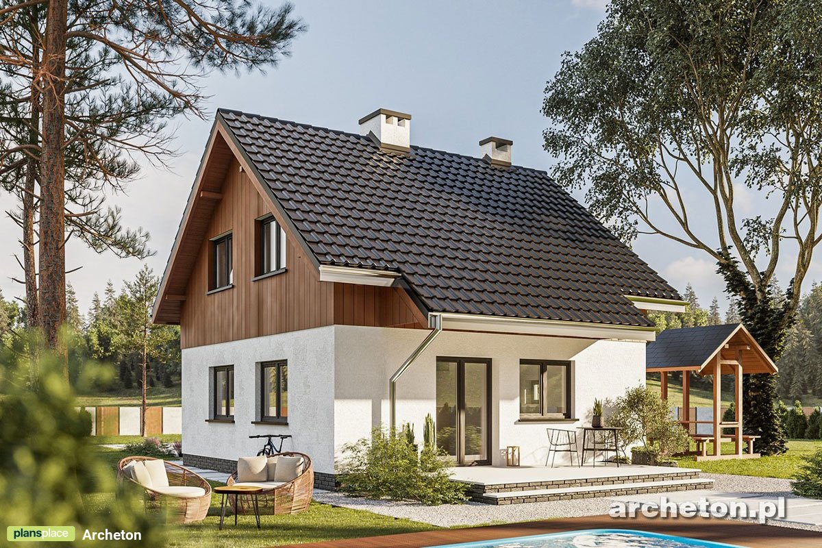 Namo projektas su mansarda 89 m²: 2 Miegamieji, 2 Vonios, be Garažo