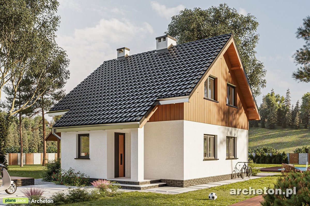 Namo projektas su mansarda 89 m²: 2 Miegamieji, 2 Vonios, be Garažo