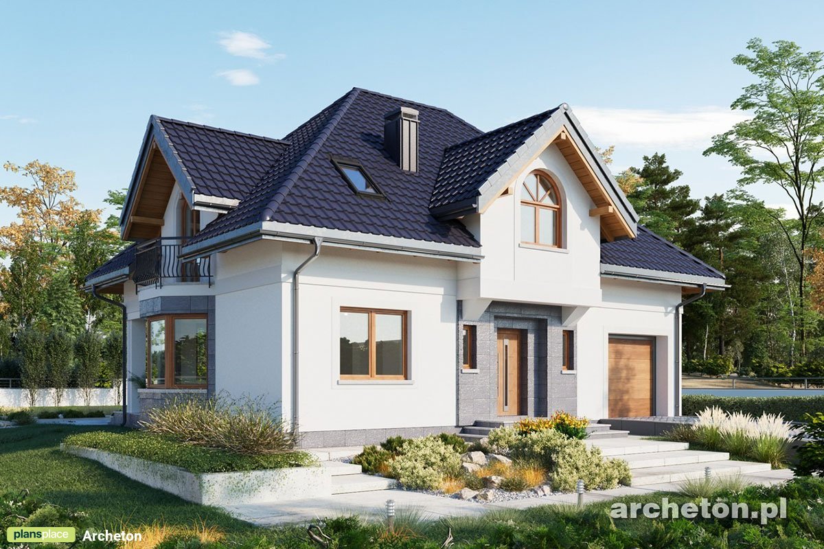 Namo projektas su mansarda 195 m²: 4 Miegamieji, 3 Vonios, Atvira virtuvė, Garažas