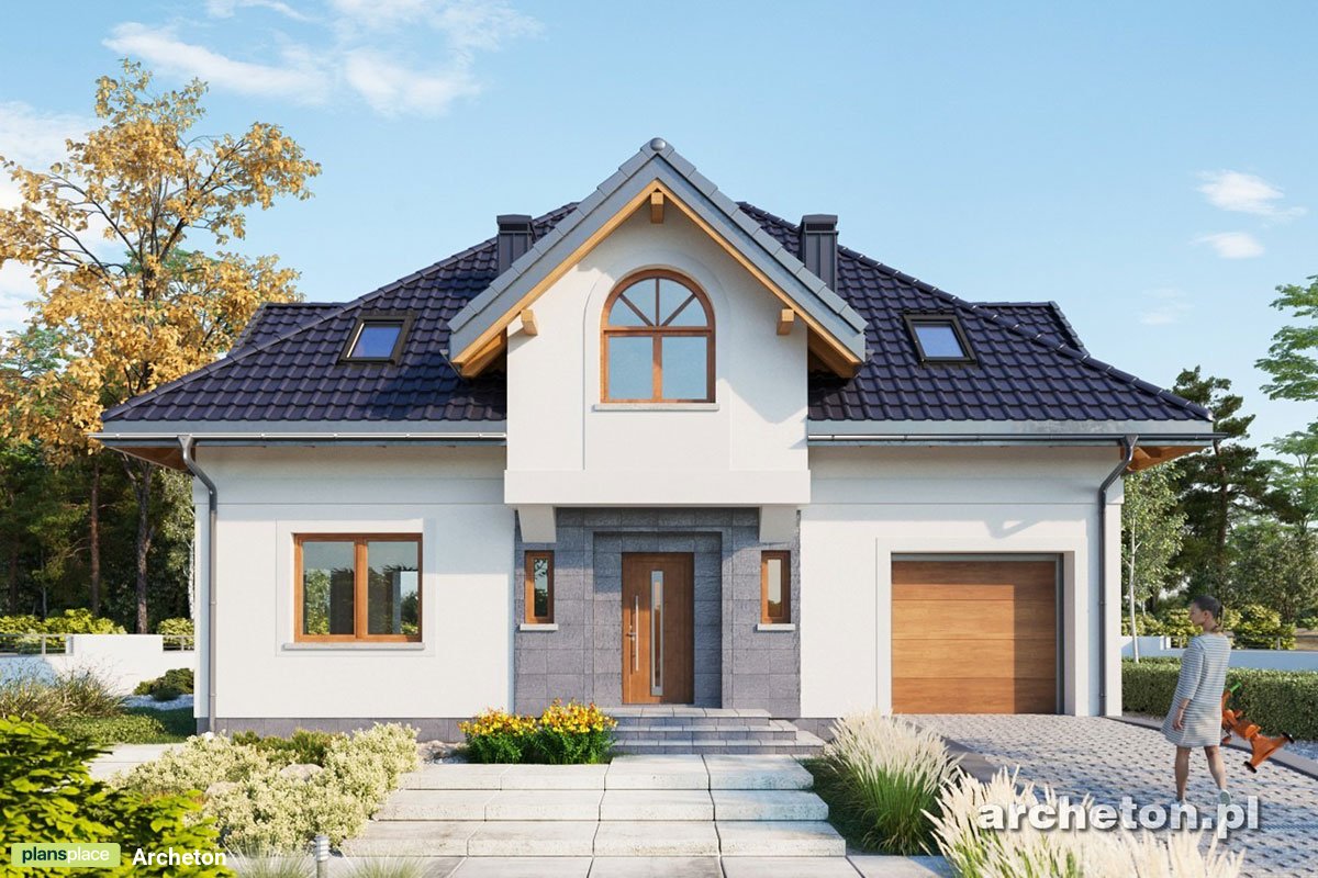 Namo projektas su mansarda 195 m²: 4 Miegamieji, 3 Vonios, Atvira virtuvė, Garažas