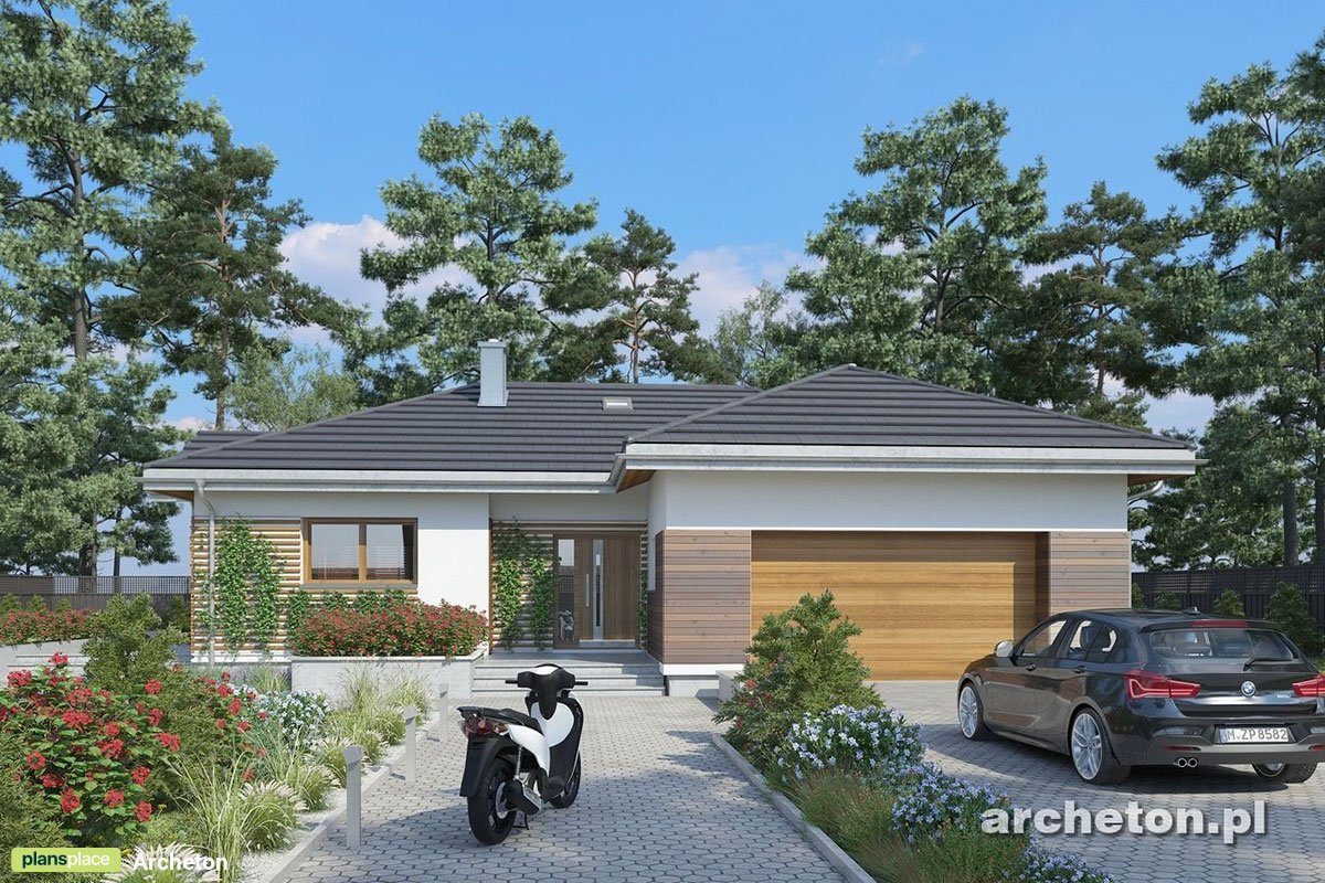Vieno aukšto namo projektas 168 m²: 3 Miegamieji, 3 Vonios, Atvira virtuvė, Garažas