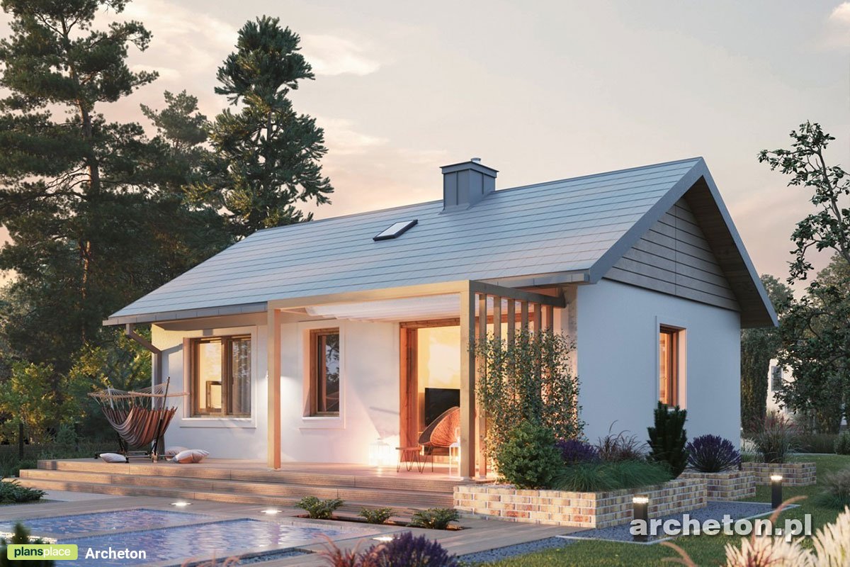 600 Sq Ft Small House Plan with Gable Roof and 2 Bedrooms