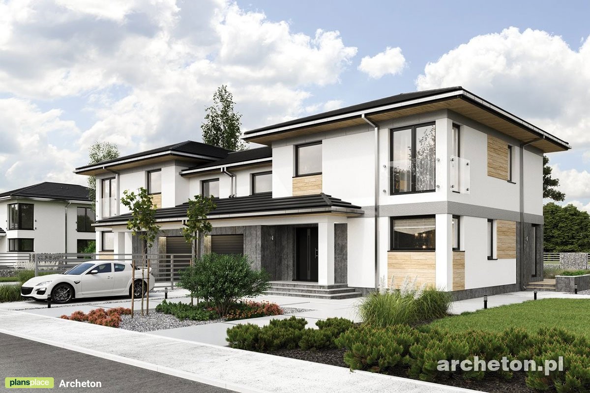 Dviejų aukštų namo projektas 162 m²: 3 Miegamieji, Darbo kambarys, 3 Vonios, Atvira virtuvė, Garažas
