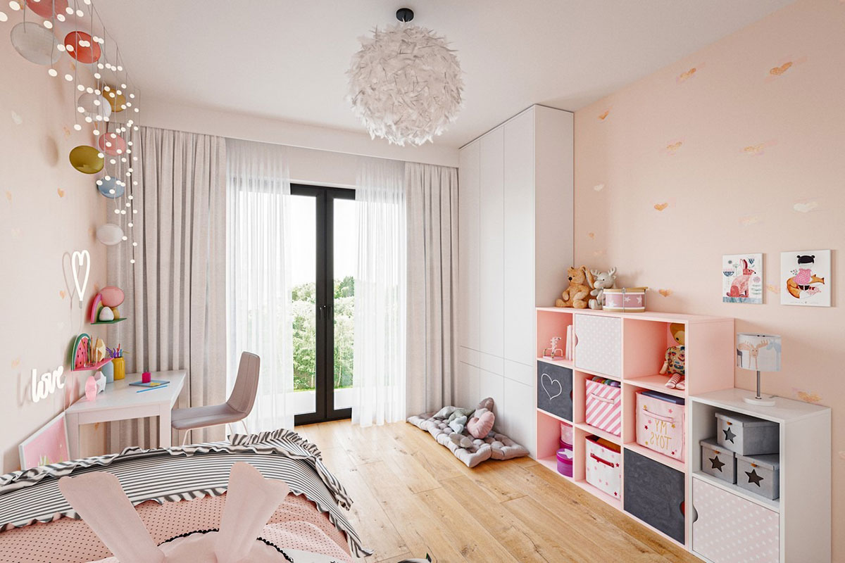 Dviejų aukštų namo projektas 162 m²: 3 Miegamieji, Darbo kambarys, 3 Vonios, Atvira virtuvė, Garažas