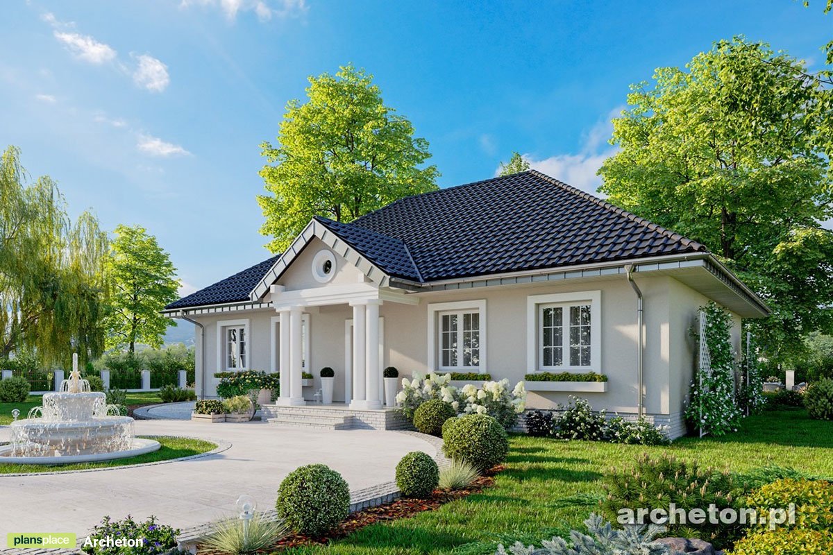 Vieno aukšto namo projektas 135 m²: 3 Miegamieji, Darbo kambarys, 2 Vonios, be Garažo