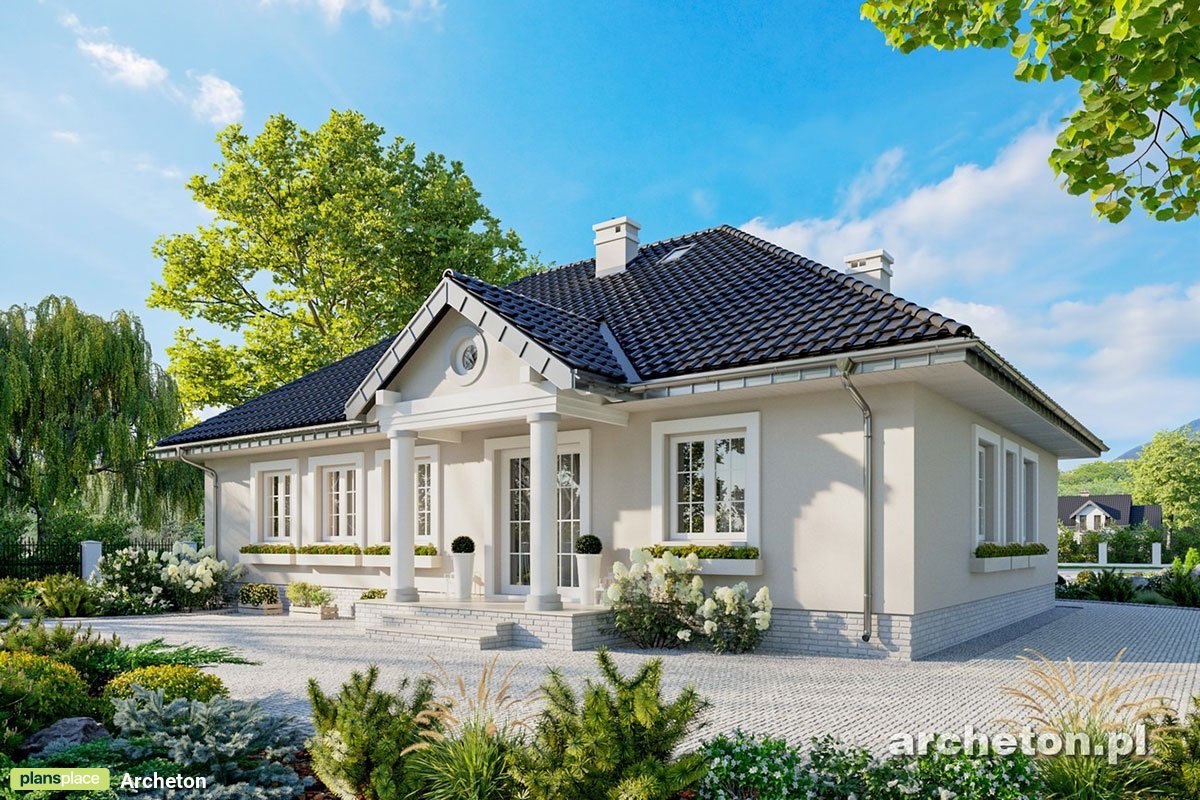 Vieno aukšto namo projektas 135 m²: 3 Miegamieji, Darbo kambarys, 2 Vonios, be Garažo