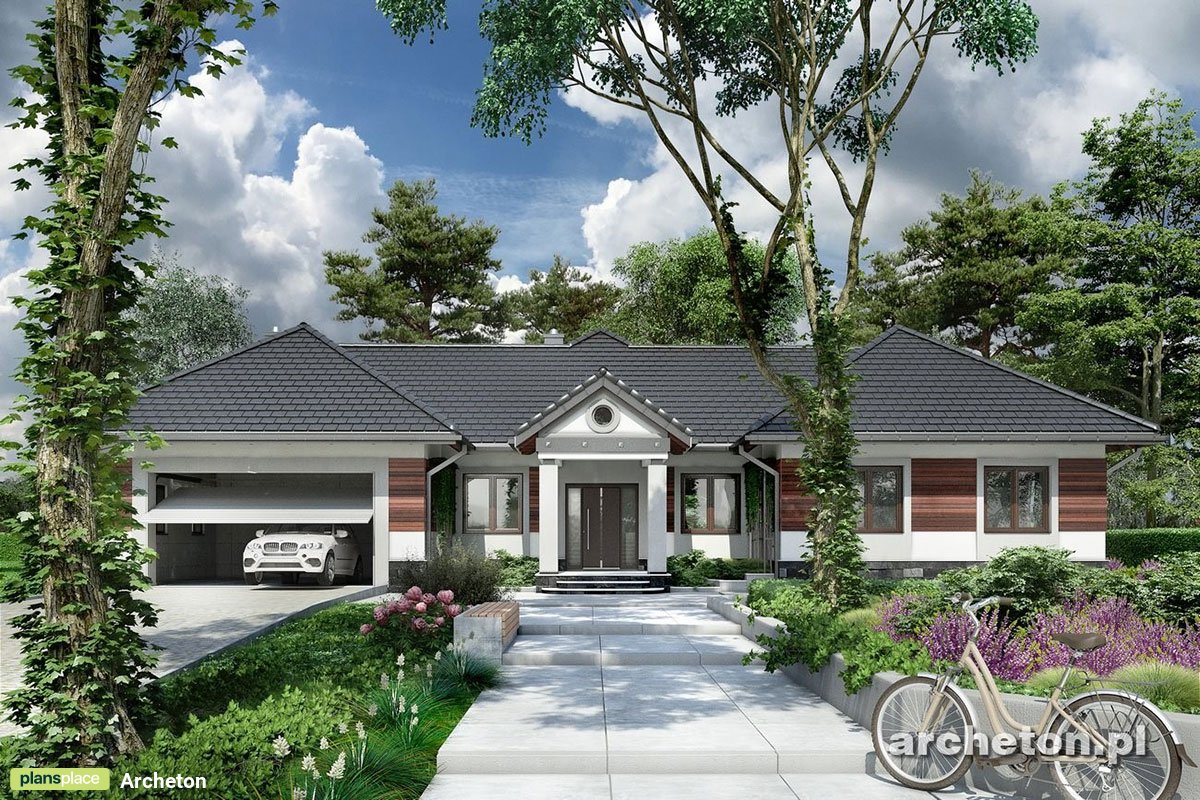 Vieno aukšto namo projektas 185 m²: 3 Miegamieji, Darbo kambarys, 2 Vonios, Atvira virtuvė, Garažas