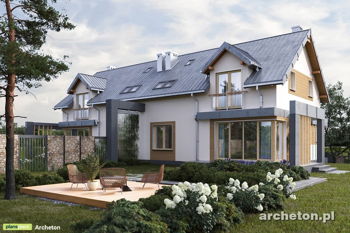 Namo projektas su mansarda + rūsiu 210 m²: 5 Miegamieji, 2 Vonios, Atvira virtuvė, Garažas