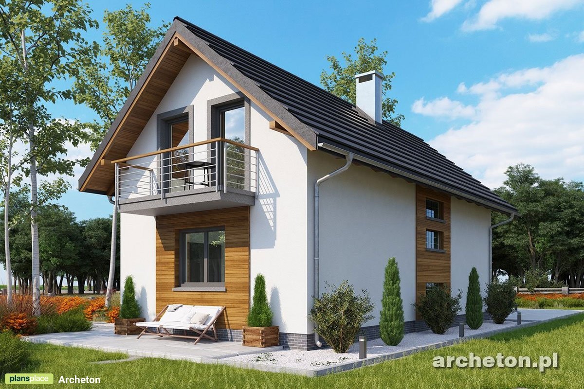 Namo projektas su mansarda 129 m²: 4 Miegamieji, 2 Vonios, be Garažo