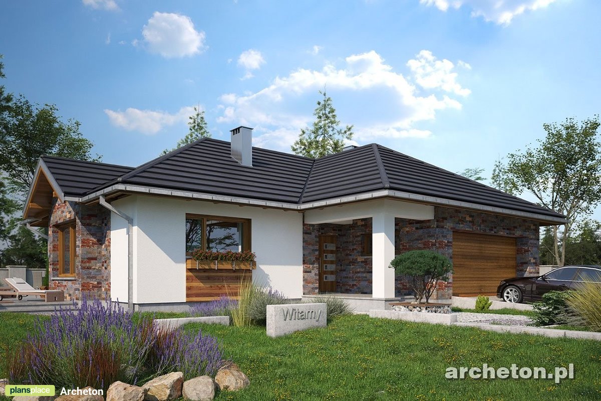 Vieno aukšto namo projektas 179 m²: 3 Miegamieji, Darbo kambarys, 3 Vonios, Atvira virtuvė, Garažas