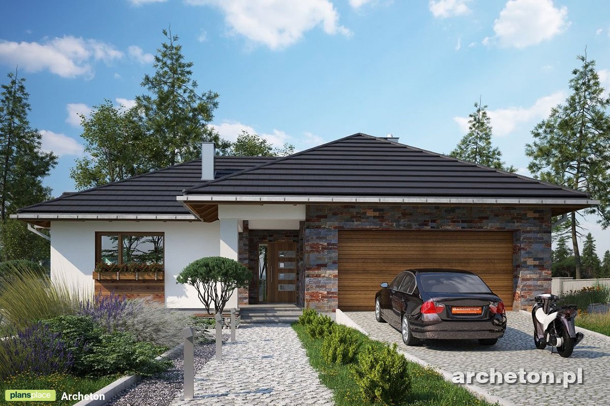 Vieno aukšto namo projektas 179 m²: 3 Miegamieji, Darbo kambarys, 3 Vonios, Atvira virtuvė, Garažas