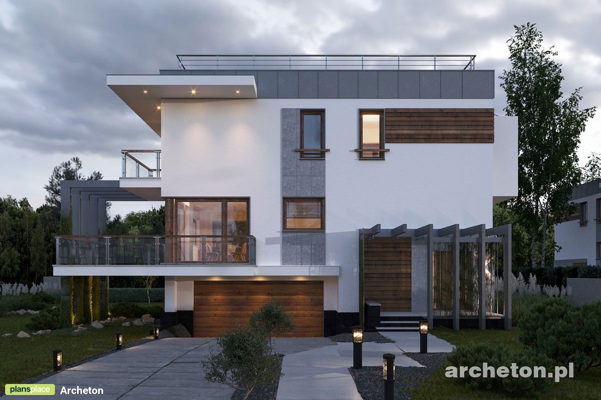 Dviejų aukštų namo projektas + rūsiu 222 m²: 3 Miegamieji, Darbo kambarys, 3 Vonios, Atvira virtuvė, Garažas