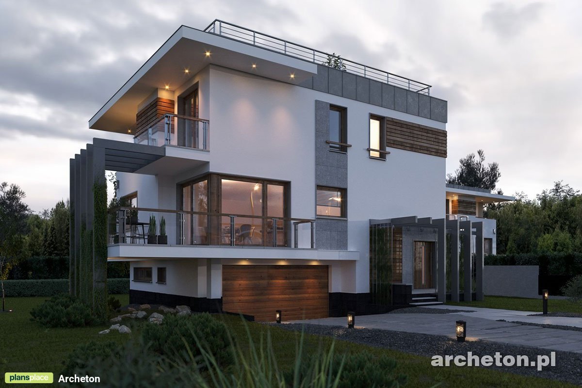 Dviejų aukštų namo projektas + rūsiu 222 m²: 3 Miegamieji, Darbo kambarys, 3 Vonios, Atvira virtuvė, Garažas