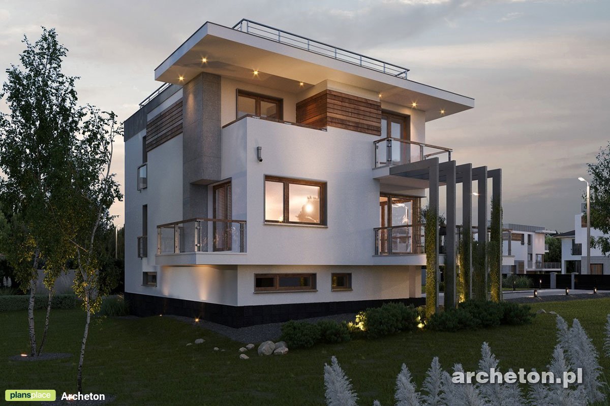 Dviejų aukštų namo projektas + rūsiu 222 m²: 3 Miegamieji, Darbo kambarys, 3 Vonios, Atvira virtuvė, Garažas