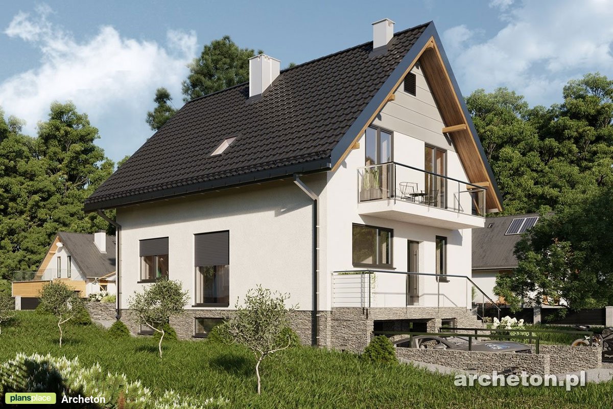 Namo projektas su mansarda + rūsiu 193 m²: 4 Miegamieji, 2 Vonios, Atvira virtuvė, Garažas