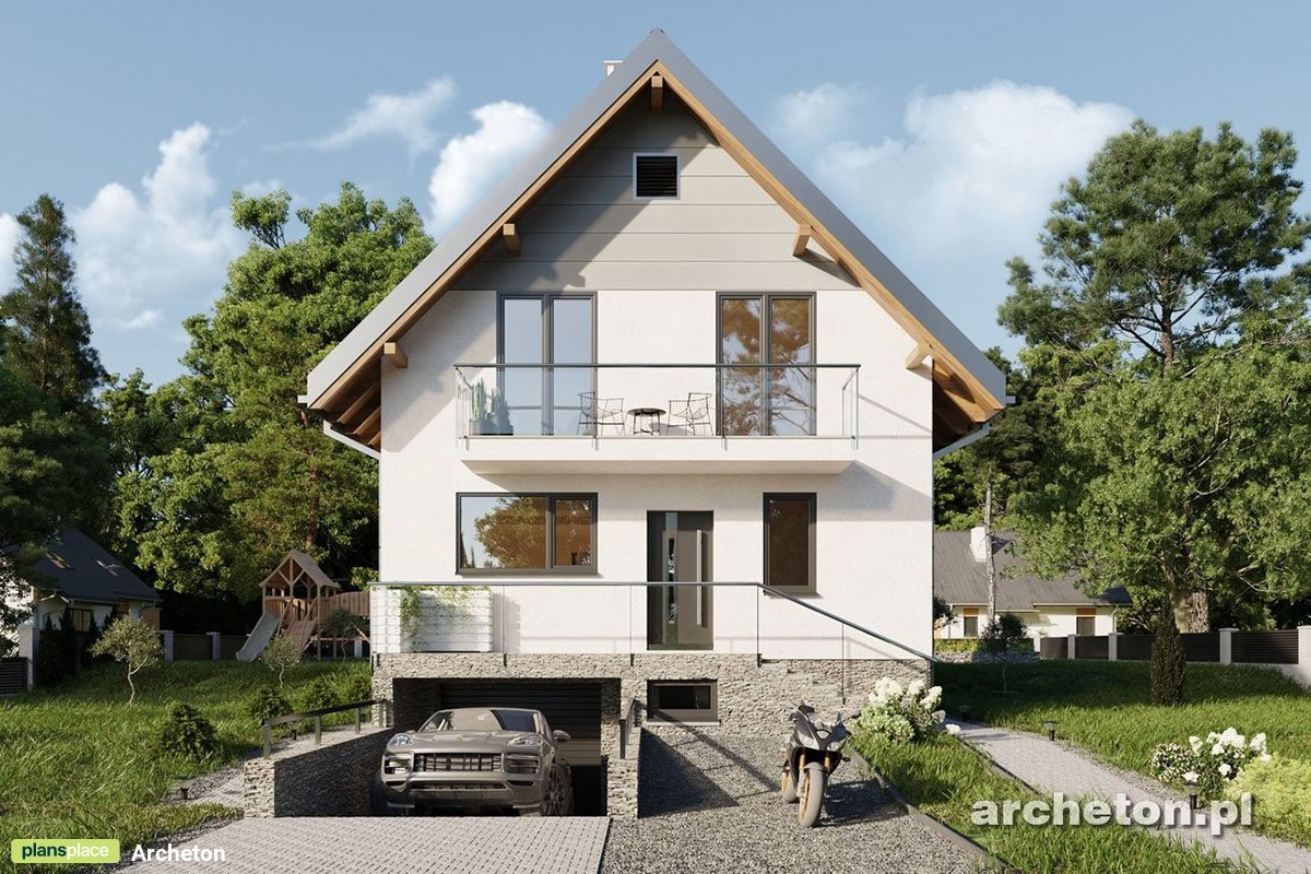 Drive Under Garage Plan with Fireplace in center of House