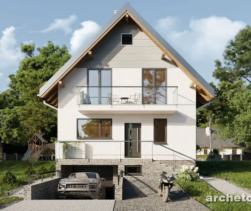 Miniatiūra 1 – Namo projektas su mansarda 193 m², 4 Miegamieji — 63408R