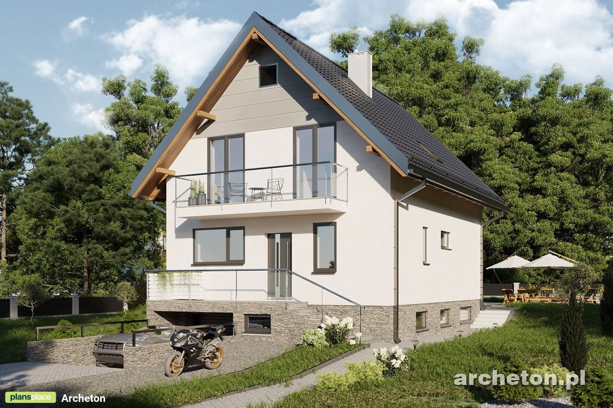 Namo projektas su mansarda + rūsiu 193 m²: 4 Miegamieji, 2 Vonios, Atvira virtuvė, Garažas