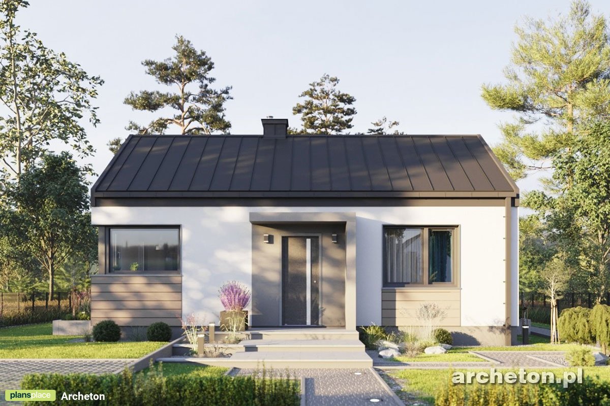 Namo projektas su mansarda 53 m²: 2 Miegamieji, 1 Vonios, Atvira virtuvė, be Garažo