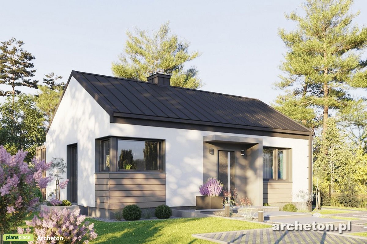 Namo projektas su mansarda 53 m²: 2 Miegamieji, 1 Vonios, Atvira virtuvė, be Garažo