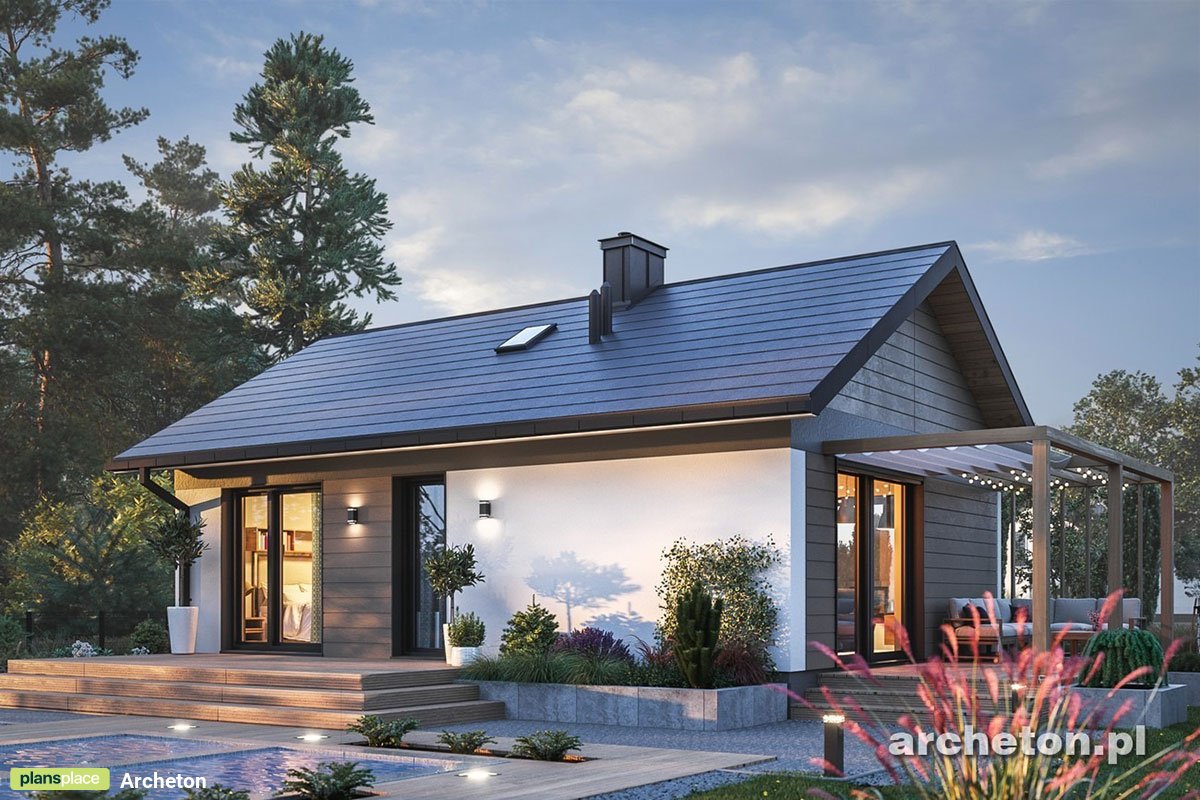 Small Gable Roof House Plan with Covered Side Porch