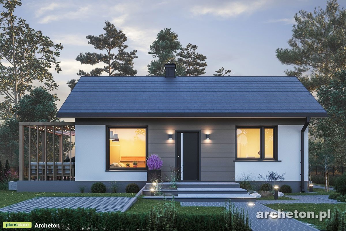 Small Gable Roof House Plan with Covered Side Porch