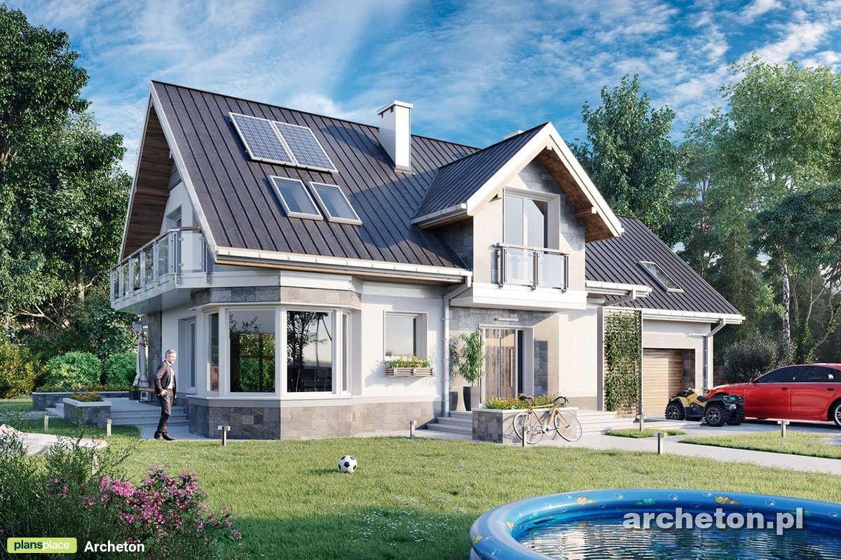 Namo projektas su mansarda 241 m²: 5 Miegamieji, 3 Vonios, Garažas