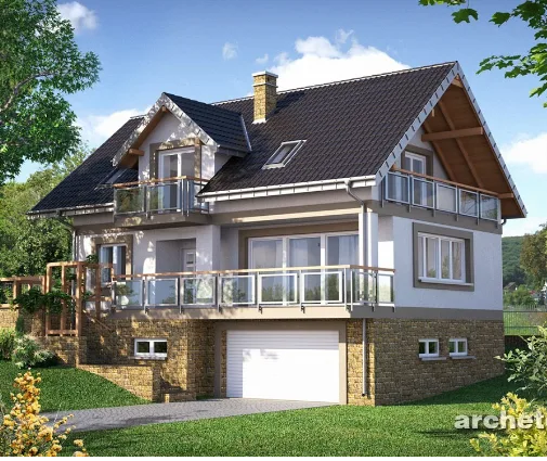 Miniatiūra 1 – Namo projektas su mansarda 251 m², 4 Miegamieji — 30934R