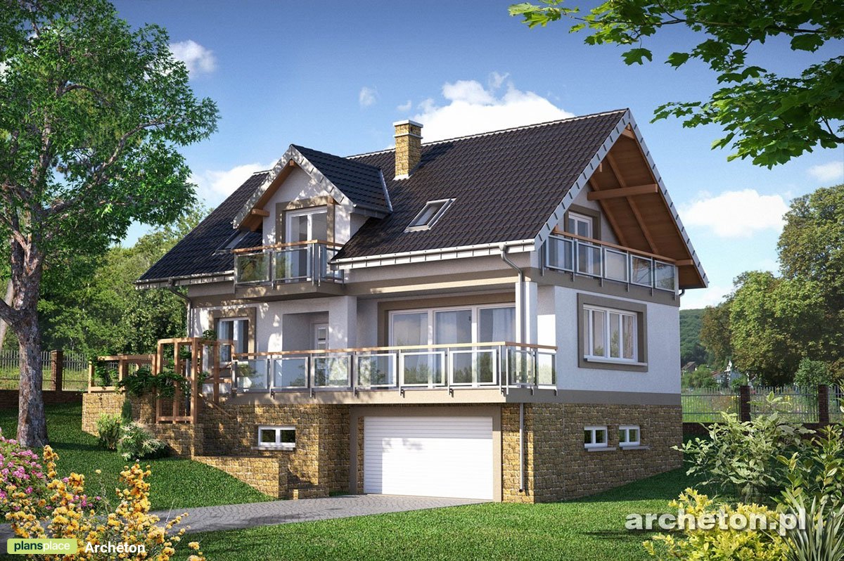 Namo projektas su mansarda + rūsiu 251 m²: 4 Miegamieji, Darbo kambarys, 3 Vonios, Atvira virtuvė, Garažas