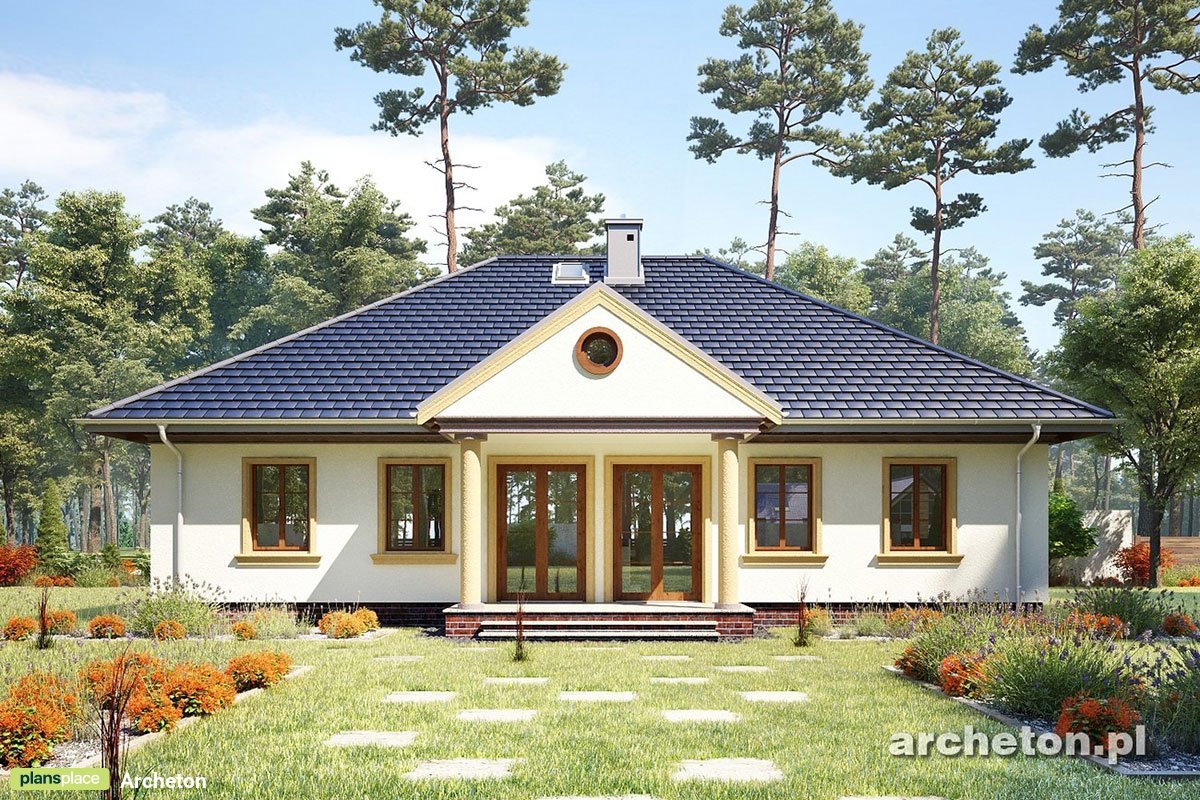 Vieno aukšto namo projektas 126 m²: 3 Miegamieji, Darbo kambarys, 2 Vonios, be Garažo