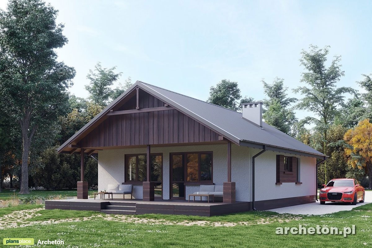 Vieno aukšto namo projektas 84 m²: 2 Miegamieji, 1 Vonios, be Garažo