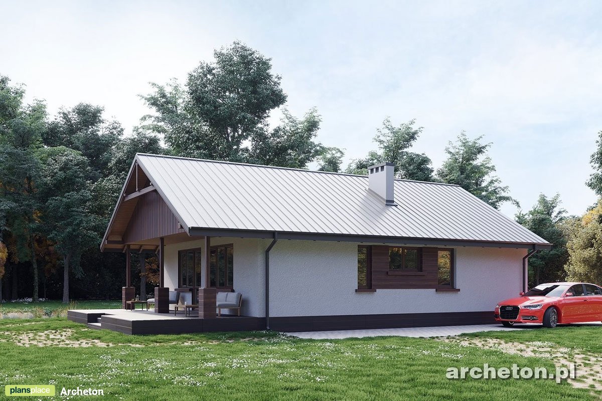 Vieno aukšto namo projektas 84 m²: 2 Miegamieji, 1 Vonios, be Garažo