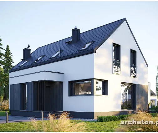 Miniatiūra 1 – Namo projektas su mansarda 160 m², 4 Miegamieji — 68905R