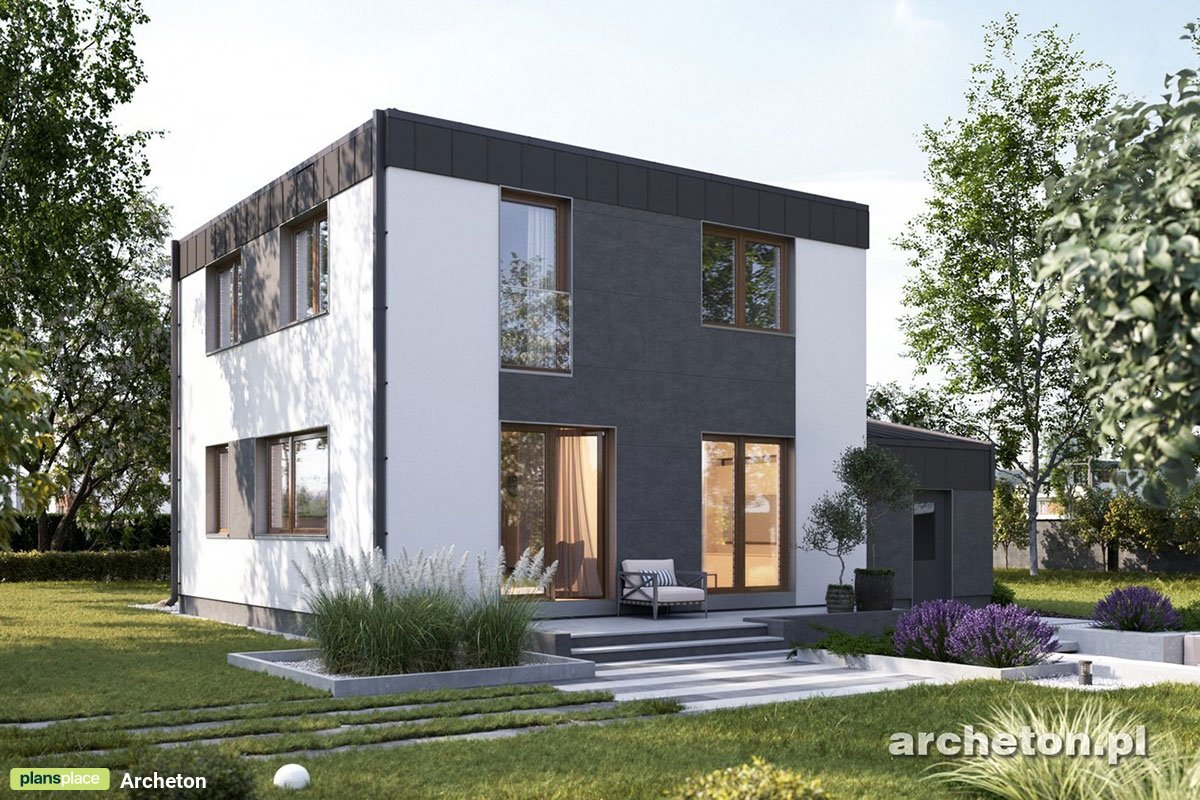 Dviejų aukštų namo projektas 129 m²: 3 Miegamieji, Darbo kambarys, 2 Vonios, Atvira virtuvė, Garažas