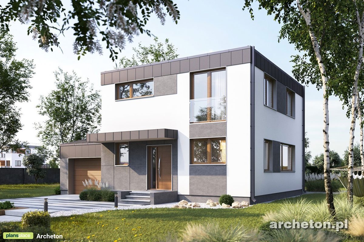Dviejų aukštų namo projektas 129 m²: 3 Miegamieji, Darbo kambarys, 2 Vonios, Atvira virtuvė, Garažas