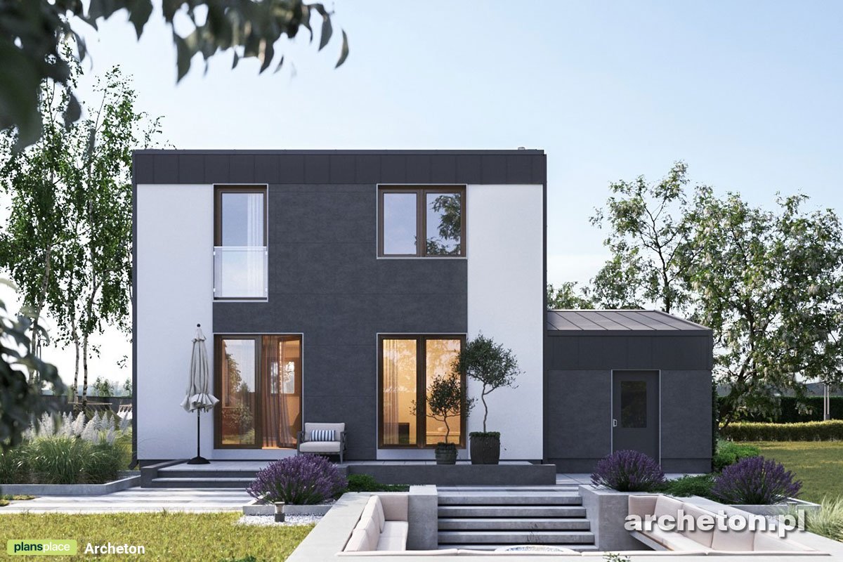 Dviejų aukštų namo projektas 129 m²: 3 Miegamieji, Darbo kambarys, 2 Vonios, Atvira virtuvė, Garažas
